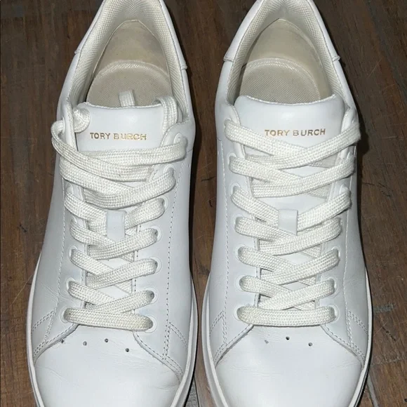 Tory Burch Classic Howell Court White Leather Tennis Shoes Size 8 - Picture 2 of 12